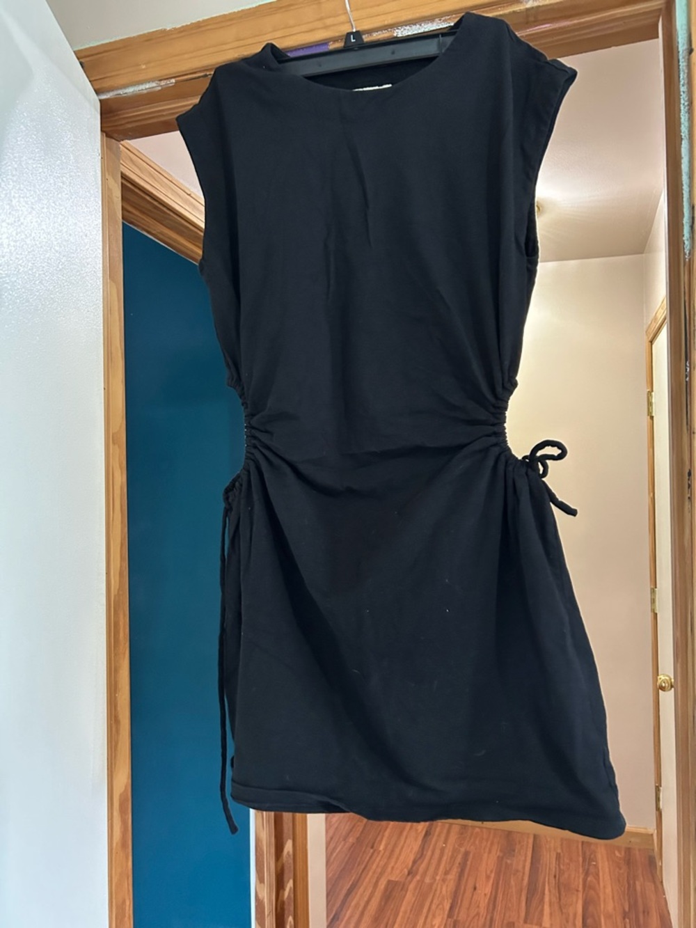 Universal Thread Black Sleeveless Mini Dress with Side Drawstrings